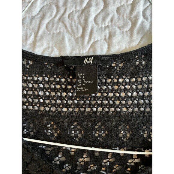 H & M embroidered black mid length tank dress size large - Picture 4 of 7